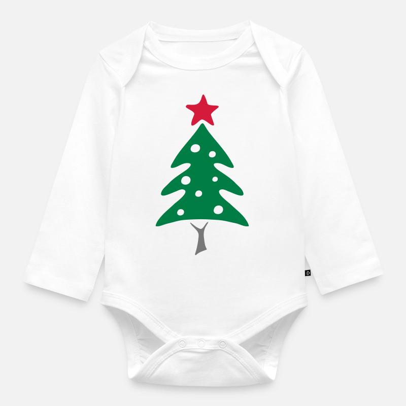 Weihnachtsbaum - Baby Bio-Langarm-Body - Weiß