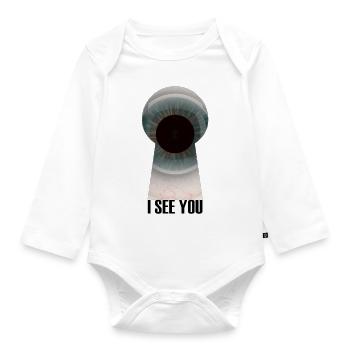Auge Schlüsselloch, ich sehe dich - Baby Bio-Langarm-Body - Weiß - Vorne