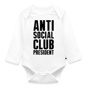 Anti social club president - Organic Longsleeve Baby Bodysuit - white - Front