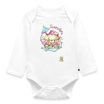 Flamingo Burger - Estate - Body ecologico per neonato a manica lunga - bianco - Fronte