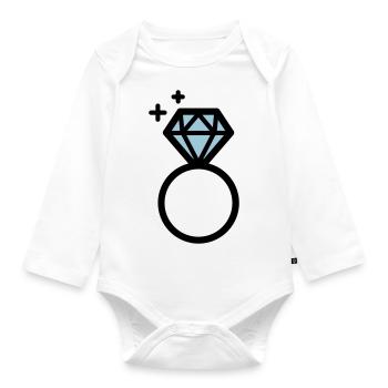 Engagement ring with diamond - Organic Longsleeve Baby Bodysuit - white - Front