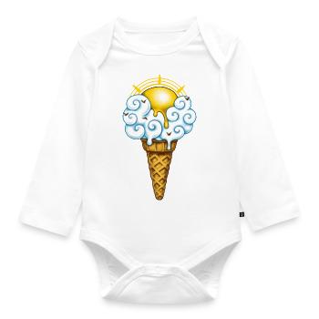 Sunny Ice Cream - Organic Longsleeve Baby Bodysuit - white - Front