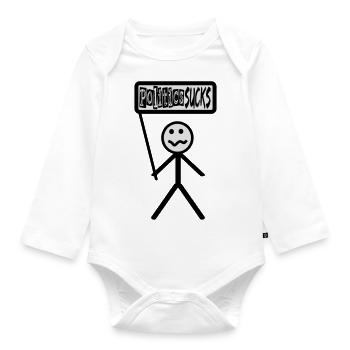 Politics Sucks - Politik stinkt, Strichmännchen - Baby Bio-Langarm-Body - Weiß - Vorne