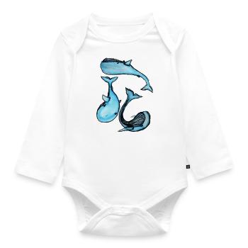 whale - Organic Longsleeve Baby Bodysuit - white - Front