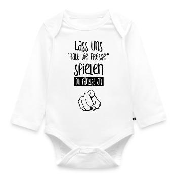 Halt die Fresse Spruch v3 - Baby Bio-Langarm-Body - Weiß - Vorne