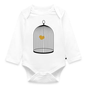 coeur volant avec des ailes prises en cage - Body Bébé bio manches longues - blanc - Devant