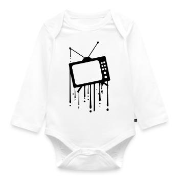 drops graffiti tv tv screen watch - Organic Longsleeve Baby Bodysuit - white - Front
