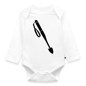 spade for the excavation of the truffle_v1 - Organic Longsleeve Baby Bodysuit - white - Front