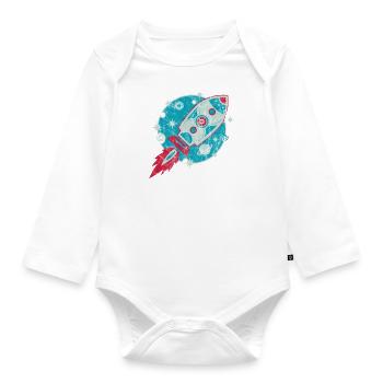 Retro Rocket Planet Space Sci-fi Grunge - Organic Longsleeve Baby Bodysuit - white - Front
