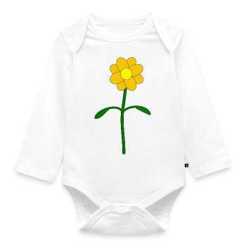Flower yellow Buttercup - Organic Longsleeve Baby Bodysuit - white - Front