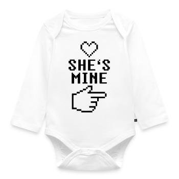 She's Mine 8-Bit - Baby Bio-Langarm-Body - Weiß - Vorne