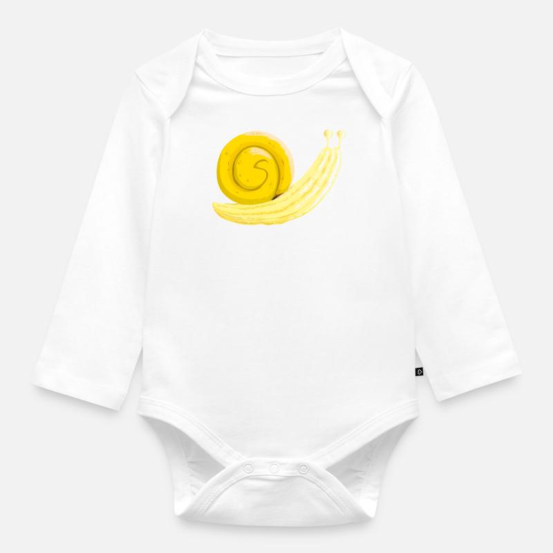 Escargot banane - Body Bébé bio manches longues - blanc