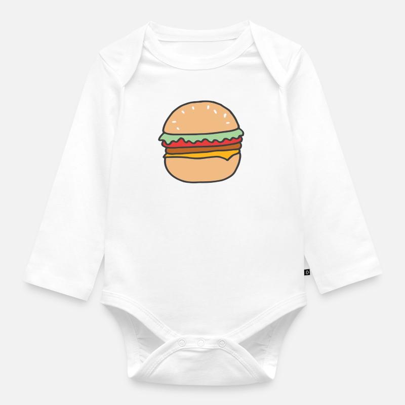 BURGER - Body Bébé bio manches longues - blanc
