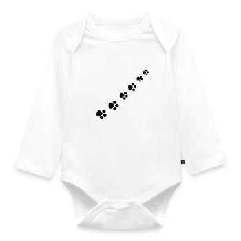Cat's paw - Organic Longsleeve Baby Bodysuit - white - Front