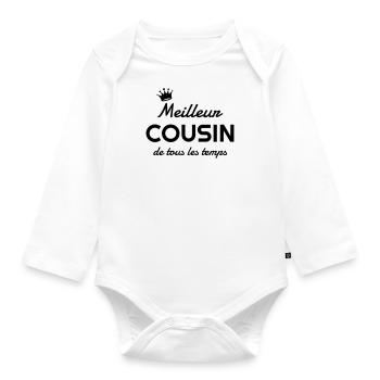 Cousin - Cousine - Famille - Bébé - Naissance - Body Bébé bio manches longues - blanc - Devant