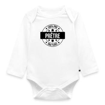 Priest Priester Prêtre Religion Cross Croix God - Organic Longsleeve Baby Bodysuit - white - Front