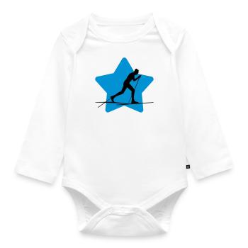 Langlaufen / Langlauf / eislaufen / Langläufer - Baby Bio-Langarm-Body - Weiß - Vorne