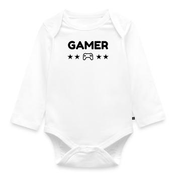 Gaming Gamer Video Game Player Geek - Organic Longsleeve Baby Bodysuit - white - Front