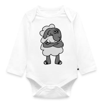 sour angry angry frustrated angered lamb baby funn - Organic Longsleeve Baby Bodysuit - white - Front