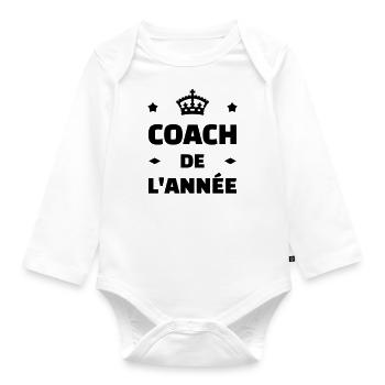 Coach / Coaching / Trainer / Sport - Baby Bio-Langarm-Body - Weiß - Vorne