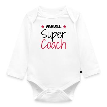 Coach / Coaching / Trainer / Sport - Baby Bio-Langarm-Body - Weiß - Vorne