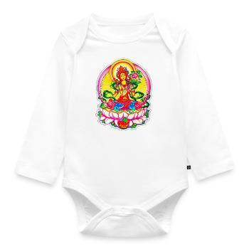 Tara Tibet Bouddhisme Fleur de Lotus Déesse du Soleil Om - Body Bébé bio manches longues - blanc - Devant