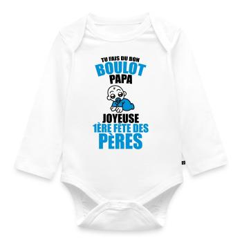 tu fais bon boulot joyeuse première fête des pères - Body Bébé bio manches longues - blanc - Devant