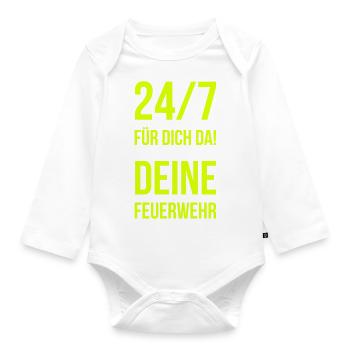24/7 für dich da, deine Feuerwehr - Baby Bio-Langarm-Body - Weiß - Vorne