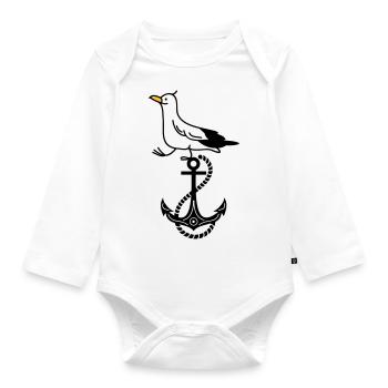 Anchor and seagull - Organic Longsleeve Baby Bodysuit - white - Front