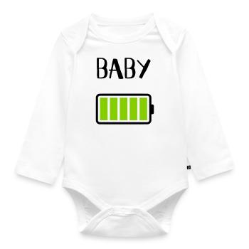 Baby Batterie - Baby Bio-Langarm-Body - Weiß - Vorne