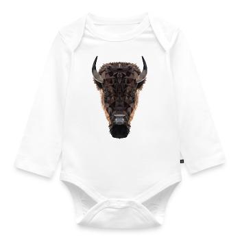 bison - Organic Longsleeve Baby Bodysuit - white - Front