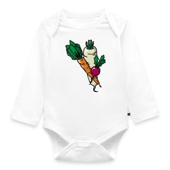 Gemüse Gemüsegarten Vegetables Garden Gärtner - Baby Bio-Langarm-Body - Weiß - Vorne