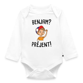 Benjam préjent - Body Bébé bio manches longues - blanc - Devant