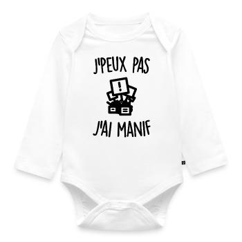 J'peux pas j'ai manif - Body Bébé bio manches longues - blanc - Devant