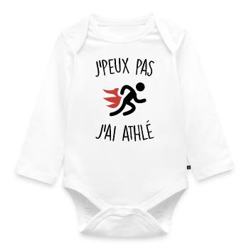 J'peux pas j'ai athlétisme - Body Bébé bio manches longues - blanc - Devant