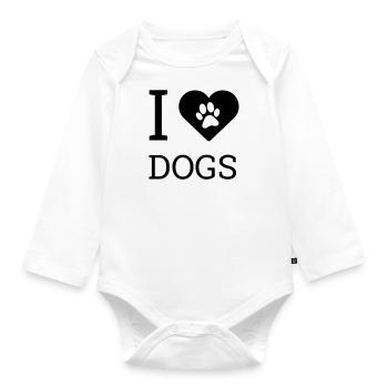 I love dogs - Organic Longsleeve Baby Bodysuit - white - Front