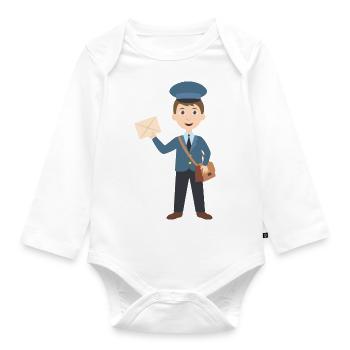 Post Beamter Briefträger - Baby Bio-Langarm-Body - Weiß - Vorne