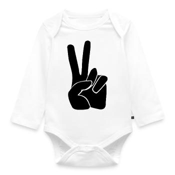 Victory! - Organic Longsleeve Baby Bodysuit - white - Front