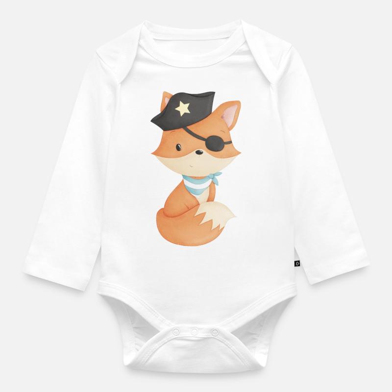 Fox en pirate - Body Bébé bio manches longues - blanc