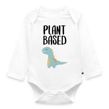 Plant based plant-based vegan saying font - Organic Longsleeve Baby Bodysuit - white - Front