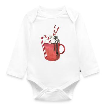 Heiße Schokolade und Marshmallows - Baby Bio-Langarm-Body - Weiß - Vorne
