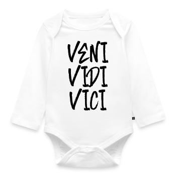 veni vedi vici success successful Caesar - Organic Longsleeve Baby Bodysuit - white - Front