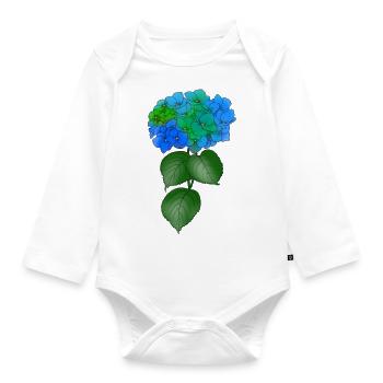 hortensia, plante, fleur, coloré, printemps, nature - Body Bébé bio manches longues - blanc - Devant