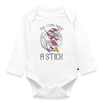 Yes, I Can Drive A Stick Witch Halloween - Organic Longsleeve Baby Bodysuit - white - Front