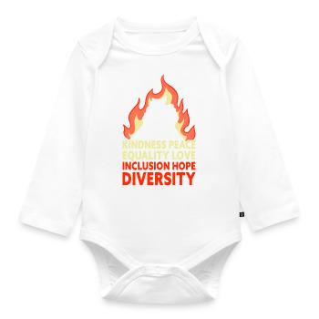 Kindness Peace Equality Love Inclusion Hope - Baby Bio-Langarm-Body - Weiß - Vorne