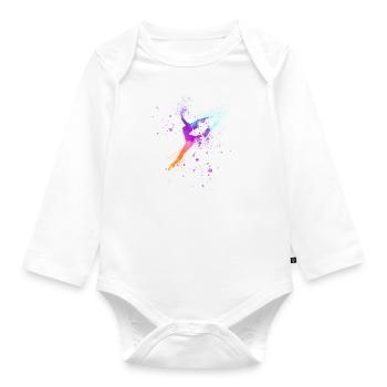 danse, ballerine, colorée, aqaurell, colorée - Body Bébé bio manches longues - blanc - Devant