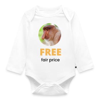 Kostenloser fairer Preis | Schwarzer Text - Baby Bio-Langarm-Body - Weiß - Vorne