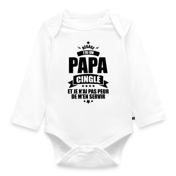 dégage j'ai un papa cinglé - Body Bébé bio manches longues - blanc - Devant