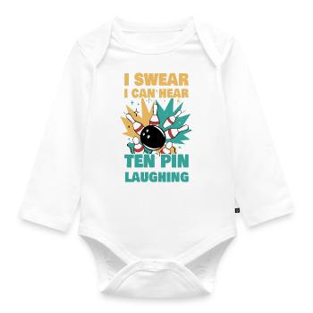 I Can Ten Pin Laughing Funny Bowling Team Bowler - Body Bébé bio manches longues - blanc - Devant