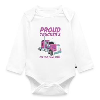 Drôle de camionneur Femme Chauffeur de camion Femme - Body Bébé bio manches longues - blanc - Devant